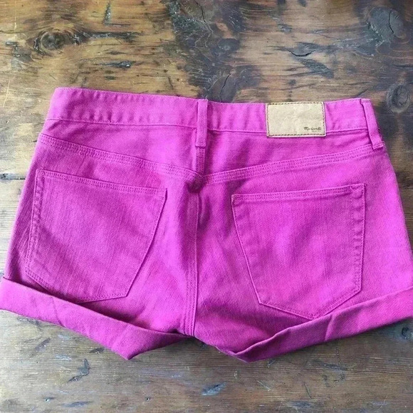 Madewell Pink Raspberry Cuffed Jean Shorts Sz 25 - Picture 2 of 5